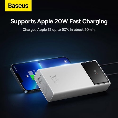 Powerbank Baseus Star-Lord Digital 20000mAh 22.5W (PPXJ080002) White купити в Україні: Київ, Львів, Хмельницький, Тернопіль, Івано-Франківськ | Низька ціна, відгуки, характеристики від TELEMART фото