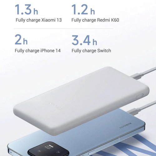 Powerbank Xiaomi Lite 10000mAh 22.5W (BHR9350GL) White купити в Україні: Київ, Львів, Хмельницький, Тернопіль, Івано-Франківськ | Низька ціна, відгуки, характеристики від TELEMART фото