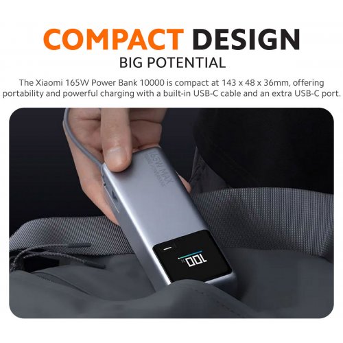 Powerbank Xiaomi 10000mAh 165W Integrated Cable (BHR9361GL) Grey купить в Украине: Киев, Днепр, Харьков, Одесса  | Низкая цена, отзывы, характеристики от TELEMART фото
