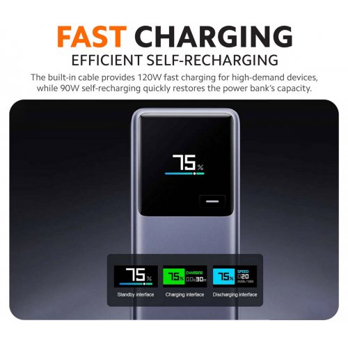 Powerbank Xiaomi 10000mAh 165W Integrated Cable (BHR9361GL) Grey купить в Украине: Киев, Днепр, Харьков, Одесса  | Низкая цена, отзывы, характеристики от TELEMART фото