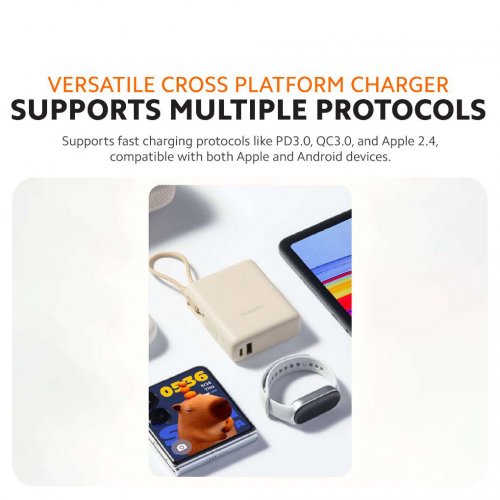 Powerbank Xiaomi 10000mAh 33W Integrated Cable (BHR9333GL) Beige купить в Украине: Киев, Днепр, Харьков, Одесса  | Низкая цена, отзывы, характеристики от TELEMART фото