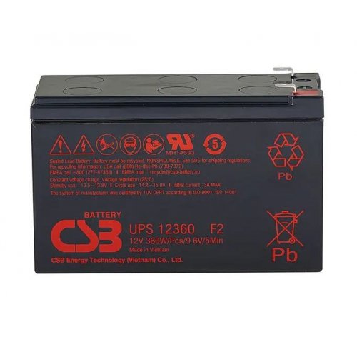 Акумуляторна батарея CSB 12V 7Ah (UPS123607F2) купити в Україні: Київ, Львів, Хмельницький, Тернопіль, Івано-Франківськ | Низька ціна, відгуки, характеристики від TELEMART фото