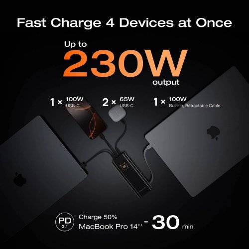Powerbank EcoFlow RAPID Pro 20000mAh 100W (EF-RAPIDPRO20K-EU) Black купить в Украине: Киев, Днепр, Харьков, Одесса  | Низкая цена, отзывы, характеристики от TELEMART фото