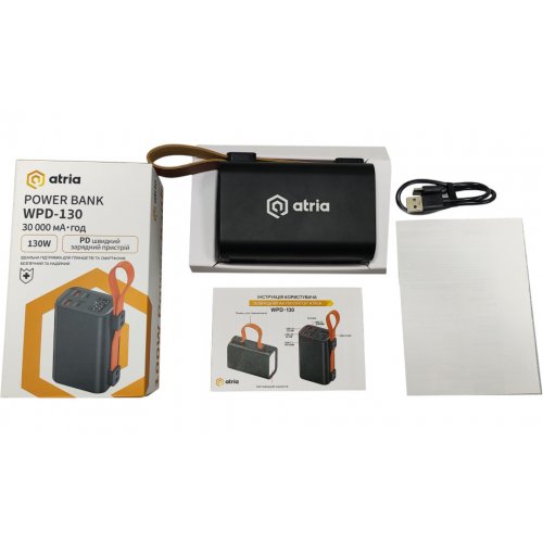 Powerbank Atria WPD-130 30000mAh 130W Black купить в Украине: Киев, Днепр, Харьков, Одесса  | Низкая цена, отзывы, характеристики от TELEMART фото