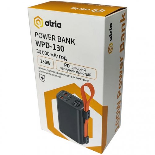 Powerbank Atria WPD-130 30000mAh 130W Black купить в Украине: Киев, Днепр, Харьков, Одесса  | Низкая цена, отзывы, характеристики от TELEMART фото