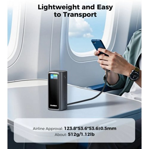 Powerbank Choetech B815C TFT 20000mAh 130W Black купить в Украине: Киев, Днепр, Харьков, Одесса  | Низкая цена, отзывы, характеристики от TELEMART фото