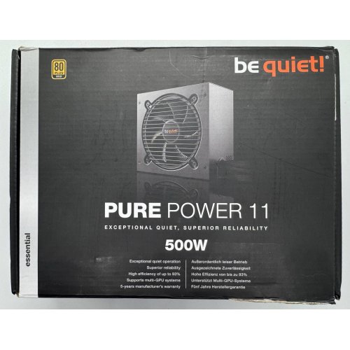 Блок живлення Be Quiet! Pure Power 11 500W (BN293) (Відновлено продавцем, 871872) купити в Україні: Київ, Львів, Хмельницький, Тернопіль, Івано-Франківськ | Перевірка сумісності, низька ціна, відгуки, характеристики від TELEMART фото