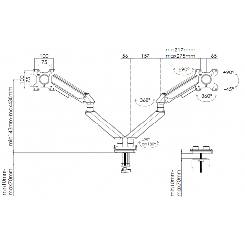 Уцінка настільне кріплення для двох моніторів Anda Seat Stealth II Duo 17-32" (AD-W-A6D-2S-BB) Black (Сліди використання, 871886) купити в Україні: Київ, Львів, Хмельницький, Тернопіль, Івано-Франківськ | Низька ціна, відгуки, характеристики від TELEMART фото
