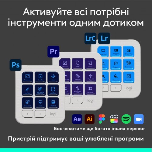 Клавиатура Logitech MX Creative Console (920-012932) Pale Grey купить в Украине: Киев, Днепр, Харьков, Одесса  | Низкая цена, отзывы, характеристики от TELEMART фото