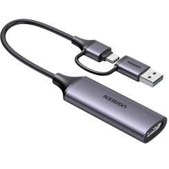 Уценка устройство видеозахвата Ugreen CM716 USB Type-C/USB-A to HDMI 4K (25854) Gray (Вскрытая упаковка, 872044)
