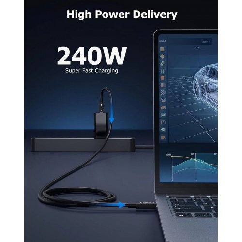 Кабель Choetech Thunderbolt 5 USB Type-C to USB Type-C 8K 1m (A3011) Black купить в Украине: Киев, Днепр, Харьков, Одесса  | Низкая цена, отзывы, характеристики от TELEMART фото