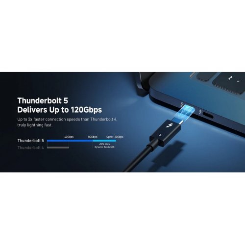 Кабель Choetech Thunderbolt 5 USB Type-C to USB Type-C 8K 1m (A3011) Black купить в Украине: Киев, Днепр, Харьков, Одесса  | Низкая цена, отзывы, характеристики от TELEMART фото