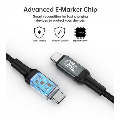 Кабель Choetech USB Type-C to USB Type-C 8K 2m (XCC-1042) Black купить в Украине: Киев, Днепр, Харьков, Одесса  | Низкая цена, отзывы, характеристики от TELEMART фото