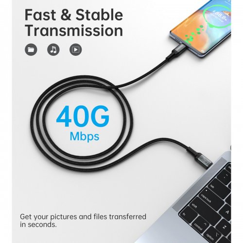 Кабель Choetech USB Type-C to USB Type-C 8K 2m (XCC-1042) Black купить в Украине: Киев, Днепр, Харьков, Одесса  | Низкая цена, отзывы, характеристики от TELEMART фото