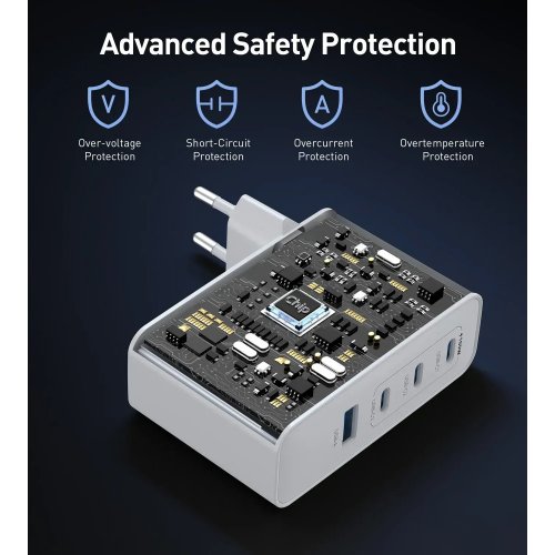 Сетевое зарядное устройство Choetech USB + 3 x USB Type-C 100W (PD9002) White купить в Украине: Киев, Днепр, Харьков, Одесса  | Низкая цена, отзывы, характеристики от TELEMART фото