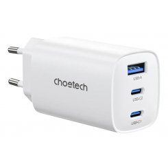 Сетевое зарядное устройство Choetech USB + 2 x USB Type-C 65W (PD9006) White