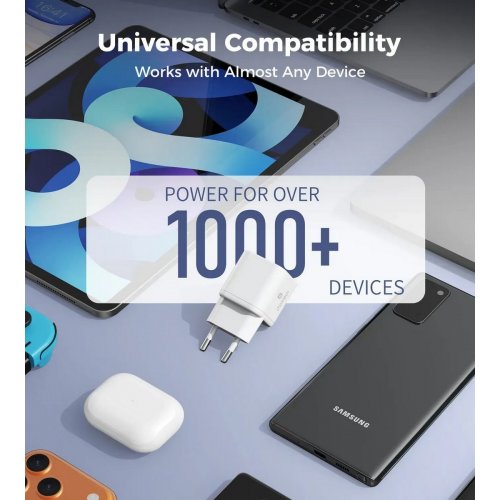 Мережевий зарядний пристрій Choetech USB Type-C 100W (PD9031) White купити в Україні: Київ, Львів, Хмельницький, Тернопіль, Івано-Франківськ | Низька ціна, відгуки, характеристики від TELEMART фото