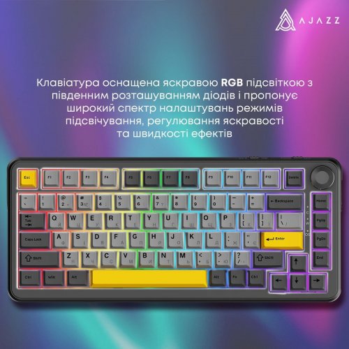 Уценка клавиатура Ajazz AK820 MAX RGB Magnetic Switches (AK820MAX-WM-BGY) Black/Gray/Yellow (Повреждена упаковка, 872082) купить в Украине: Киев, Днепр, Харьков, Одесса  | Низкая цена, отзывы, характеристики от TELEMART фото