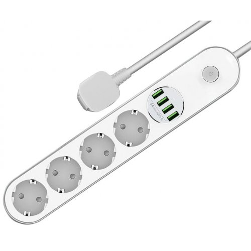 Уцінка мережевий фільтр ColorWay 2 м 4 розетки + 4 USB (CW-CHE44W) White (Розкрита упаковка, 872293) купити в Україні: Київ, Львів, Хмельницький, Тернопіль, Івано-Франківськ | Низька ціна, відгуки, характеристики від TELEMART фото