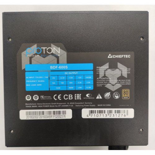 Блок живлення CHIEFTEC Proton 600W (BDF-600S) (Відновлено продавцем, 872355) купити в Україні: Київ, Львів, Хмельницький, Тернопіль, Івано-Франківськ | Перевірка сумісності, низька ціна, відгуки, характеристики від TELEMART фото