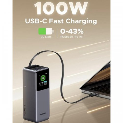 Powerbank Ugreen PB726 Nexode 20000mAh 165W (55987B) Grey купити в Україні: Київ, Львів, Хмельницький, Тернопіль, Івано-Франківськ | Низька ціна, відгуки, характеристики від TELEMART фото