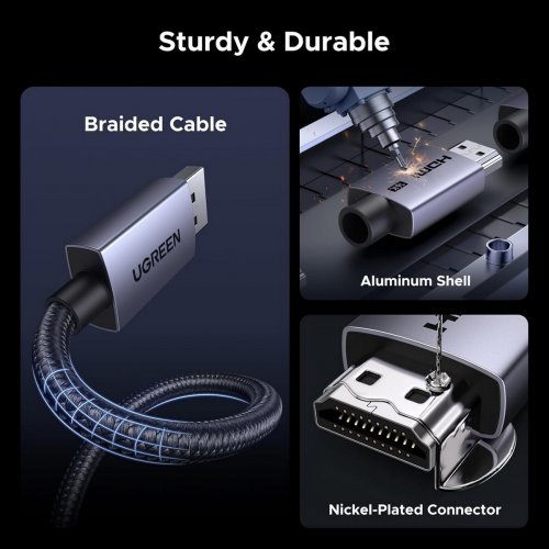 Кабель Ugreen HD186 HDMI to HDMI 16K 2m (65900) Black купить в Украине: Киев, Днепр, Харьков, Одесса  | Низкая цена, отзывы, характеристики от TELEMART фото