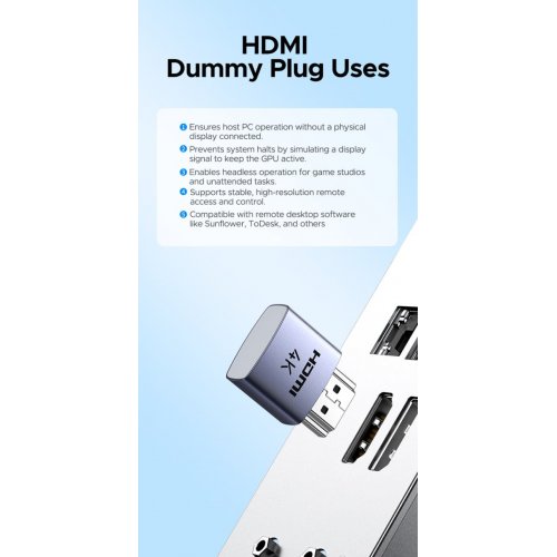 Емулятор монітора Ugreen CM775 HDMI Dummy Plug 4pcs (95994) Grey купити в Україні: Київ, Львів, Хмельницький, Тернопіль, Івано-Франківськ | Низька ціна, відгуки, характеристики від TELEMART фото