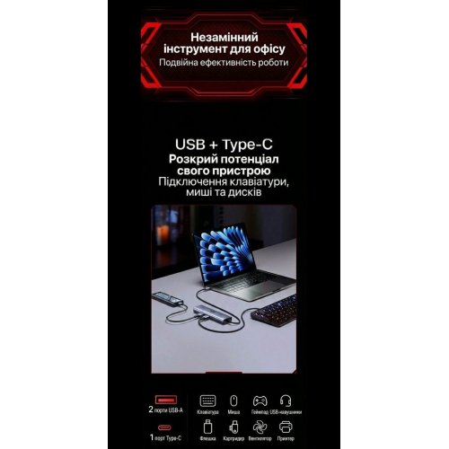USB-хаб Ugreen CM512 USB Type-C 6 in 1 (75643) Gray купить в Украине: Киев, Днепр, Харьков, Одесса  | Низкая цена, отзывы, характеристики от TELEMART фото