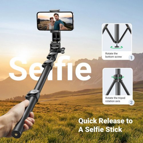 Штатив Ugreen LP680 Selfie Stick Tripod with Bluetooth Remote (15609) купити в Україні: Київ, Львів, Хмельницький, Тернопіль, Івано-Франківськ | Низька ціна, відгуки, характеристики від TELEMART фото