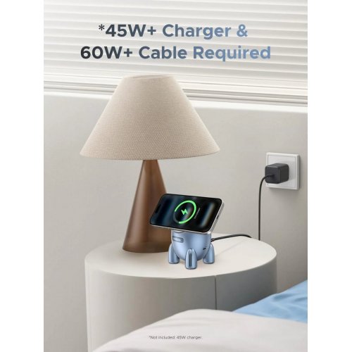 Бездротовий зарядний пристрій Ugreen W713 2 in 1 Magnetic Wireless 25W (65300) Blue купити в Україні: Київ, Львів, Хмельницький, Тернопіль, Івано-Франківськ | Низька ціна, відгуки, характеристики від TELEMART фото