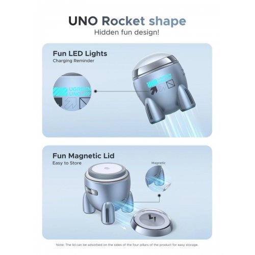 Бездротовий зарядний пристрій Ugreen W713 2 in 1 Magnetic Wireless 25W (65300) Blue купити в Україні: Київ, Львів, Хмельницький, Тернопіль, Івано-Франківськ | Низька ціна, відгуки, характеристики від TELEMART фото