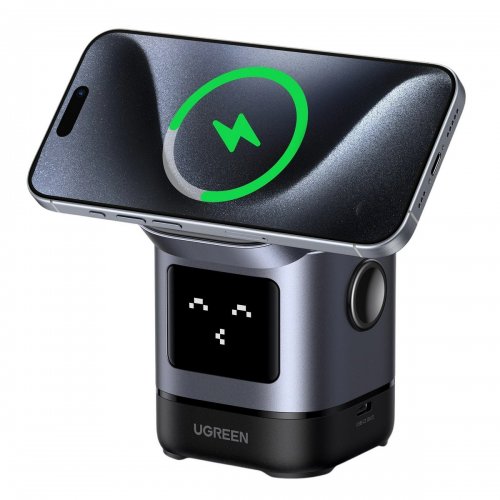 Бездротовий зарядний пристрій Ugreen W709 2 in 1 Magnetic Wireless 15W (45775) Grey купити в Україні: Київ, Львів, Хмельницький, Тернопіль, Івано-Франківськ | Низька ціна, відгуки, характеристики від TELEMART фото