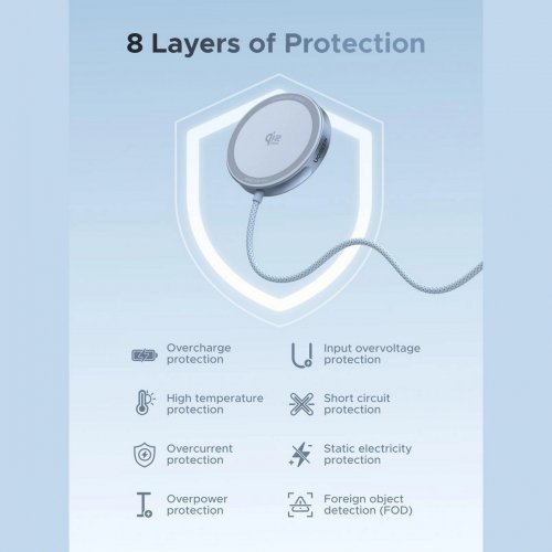 Бездротовий зарядний пристрій Ugreen W753 Magnetic Wireless 25W (55959) Blue купити в Україні: Київ, Львів, Хмельницький, Тернопіль, Івано-Франківськ | Низька ціна, відгуки, характеристики від TELEMART фото