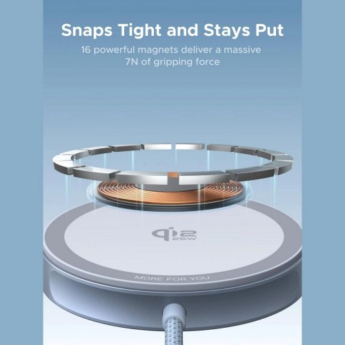 Бездротовий зарядний пристрій Ugreen W753 Magnetic Wireless 25W (55959) Blue купити в Україні: Київ, Львів, Хмельницький, Тернопіль, Івано-Франківськ | Низька ціна, відгуки, характеристики від TELEMART фото