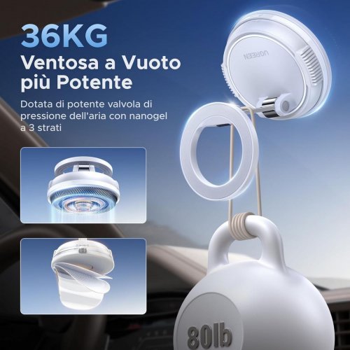 Держатель для телефона Ugreen LP926 Magnetic Car Phone Mount (85236) White купить в Украине: Киев, Днепр, Харьков, Одесса  | Низкая цена, отзывы, характеристики от TELEMART фото