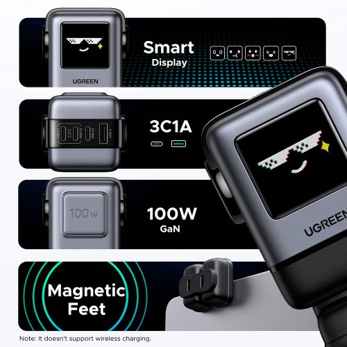 Мережевий зарядний пристрій Ugreen X688 USB + 3 x USB Type-C 100W (45515B) Grey купити в Україні: Київ, Львів, Хмельницький, Тернопіль, Івано-Франківськ | Низька ціна, відгуки, характеристики від TELEMART фото