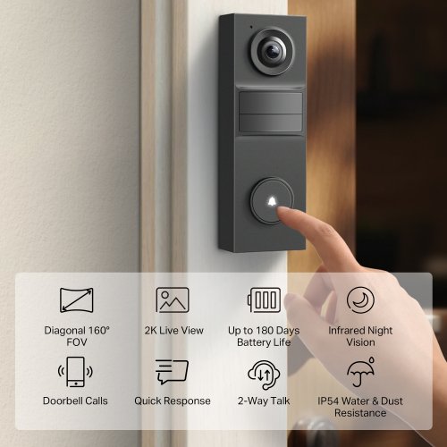 Акумуляторний відеодомофон TP-LINK Tapo D205 купити в Україні: Київ, Львів, Хмельницький, Тернопіль, Івано-Франківськ | Низька ціна, відгуки, характеристики від TELEMART фото