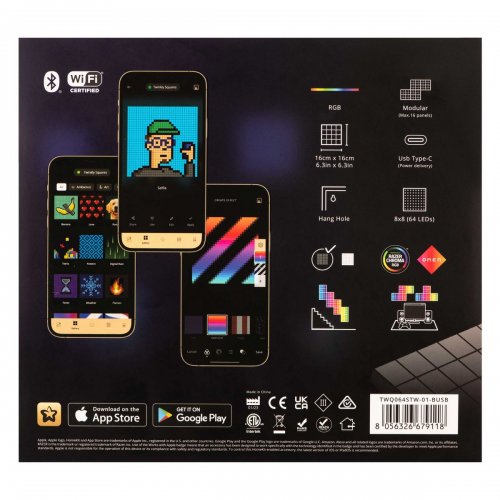 Smart LED Панель Twinkly Squares 1 Starter Panel RGB LED USB-C (TWQ064STW-01-BUSB) Black купити в Україні: Київ, Львів, Хмельницький, Тернопіль, Івано-Франківськ | Низька ціна, відгуки, характеристики від TELEMART фото