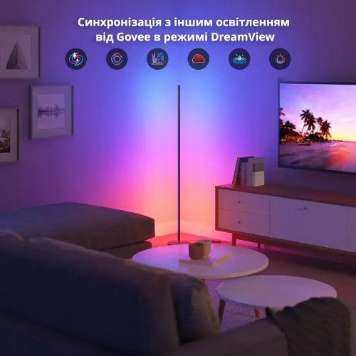 Розумний торшер Govee H8076 RGBICW Floor Lamp Lite (H8076C13) Black купити в Україні: Київ, Львів, Хмельницький, Тернопіль, Івано-Франківськ | Низька ціна, відгуки, характеристики від TELEMART фото