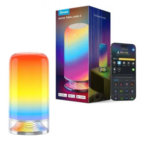 Розумна настільна лампа Govee H6022 Table Lamp 2 Aura RGBICWW (H60223D1) купити в Україні: Київ, Львів, Хмельницький, Тернопіль, Івано-Франківськ | Низька ціна, відгуки, характеристики від TELEMART фото
