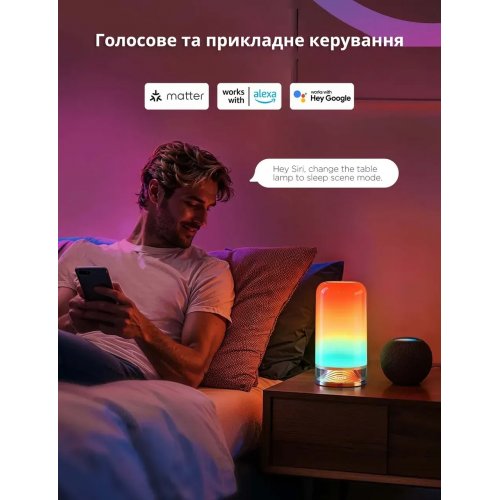 Розумна настільна лампа Govee H6022 Table Lamp 2 Aura RGBICWW (H60223D1) купити в Україні: Київ, Львів, Хмельницький, Тернопіль, Івано-Франківськ | Низька ціна, відгуки, характеристики від TELEMART фото