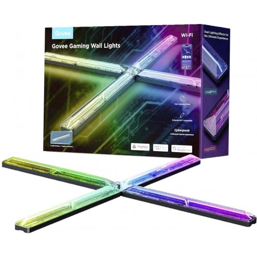 Набір настінних світильників Govee H6063 Gaming Wall Light 4шт. (H6063312) купити в Україні: Київ, Львів, Хмельницький, Тернопіль, Івано-Франківськ | Низька ціна, відгуки, характеристики від TELEMART фото