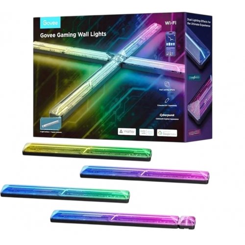 Набір настінних світильників Govee H6063 Gaming Wall Light 4шт. (H6063312) купити в Україні: Київ, Львів, Хмельницький, Тернопіль, Івано-Франківськ | Низька ціна, відгуки, характеристики від TELEMART фото