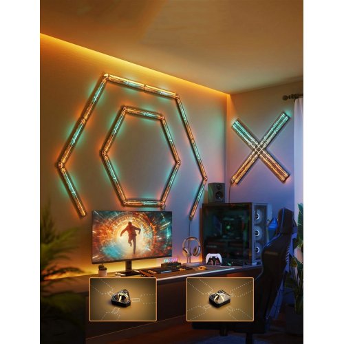 Набір настінних світильників Govee H6063 Gaming Wall Light 4шт. (H6063312) купити в Україні: Київ, Львів, Хмельницький, Тернопіль, Івано-Франківськ | Низька ціна, відгуки, характеристики від TELEMART фото