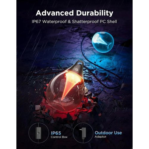 Розумна вулична LED-гірлянда Govee H7025 RGBICW Outdoor String Lights (H7025CB1) Black купити в Україні: Київ, Львів, Хмельницький, Тернопіль, Івано-Франківськ | Низька ціна, відгуки, характеристики від TELEMART фото