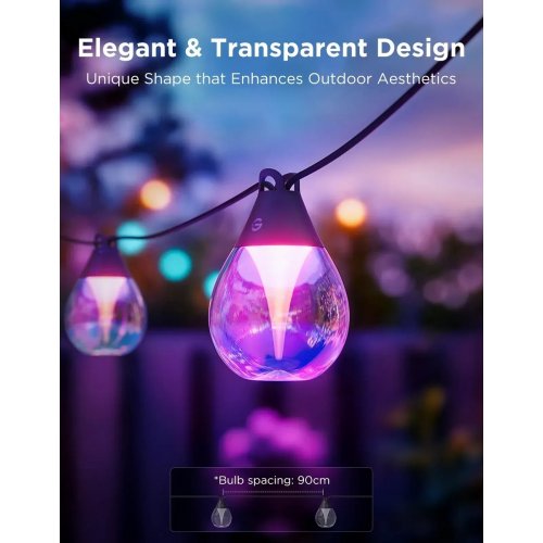 Розумна вулична LED-гірлянда Govee H7025 RGBICW Outdoor String Lights (H7025CB1) Black купити в Україні: Київ, Львів, Хмельницький, Тернопіль, Івано-Франківськ | Низька ціна, відгуки, характеристики від TELEMART фото