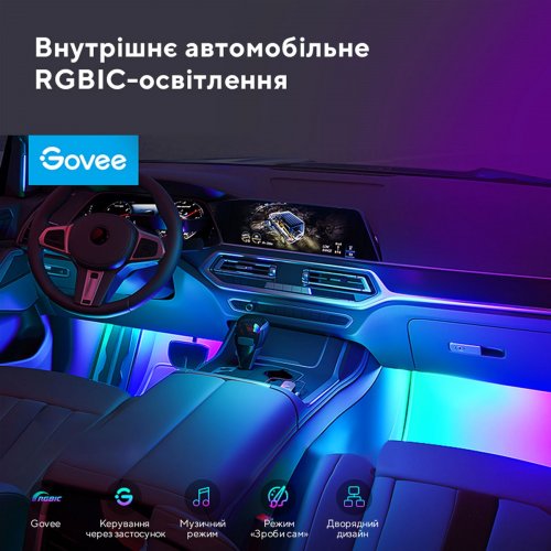 Набір розумного підсвічування для автомобіля Govee H7090 RGBIC Interior Car Lights (H70900D2) купити в Україні: Київ, Львів, Хмельницький, Тернопіль, Івано-Франківськ | Низька ціна, відгуки, характеристики від TELEMART фото