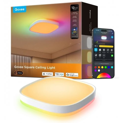 Розумний стельовий світильник Govee H60A4 Smart Square Ceiling Light 30cm (H80A4C01) White купити в Україні: Київ, Львів, Хмельницький, Тернопіль, Івано-Франківськ | Низька ціна, відгуки, характеристики від TELEMART фото