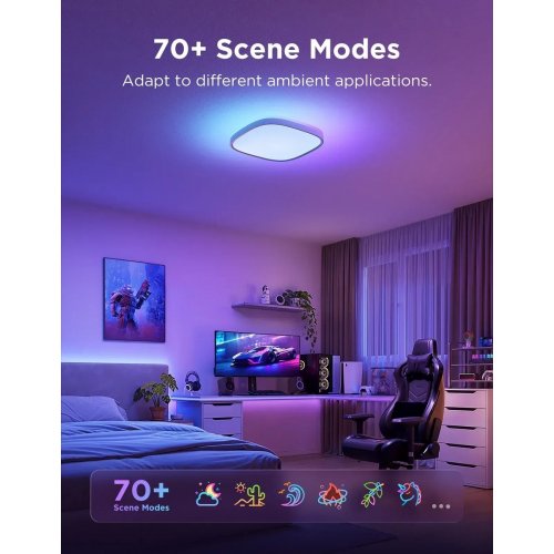 Розумний стельовий світильник Govee H60A4 Smart Square Ceiling Light 30cm (H80A4C01) White купити в Україні: Київ, Львів, Хмельницький, Тернопіль, Івано-Франківськ | Низька ціна, відгуки, характеристики від TELEMART фото