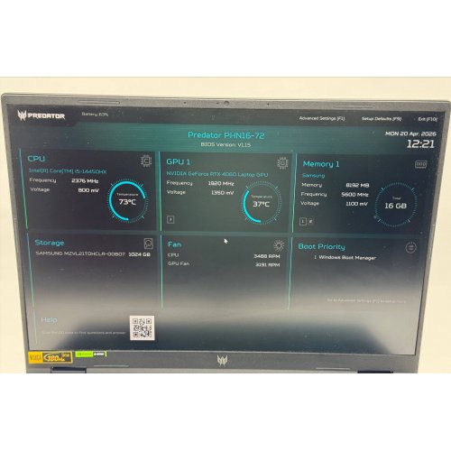 Ноутбук Acer Predator Helios Neo 16 PHN16-72 (NH.QRFEU.002) Black (Відновлено продавцем, 872758) купити в Україні: Київ, Львів, Хмельницький, Тернопіль, Івано-Франківськ | Низька ціна, відгуки, характеристики від TELEMART фото